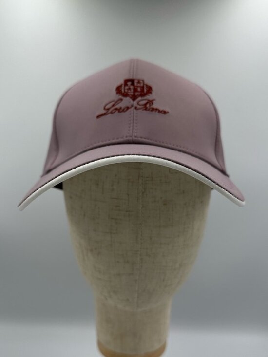 Loro Piana Pale Pink Storm System Cashmere Cap Mauve & White Trim Made in Italy